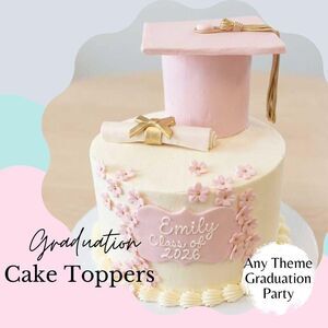 Graduation Cap and Diploma Fondant Cake Toppers, Edible Decorations